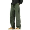 thumbnail image 4 of bnaln Cargo Pants for Men Outdoor Hiking Long Athletic Pants with Multipocket Elastic Waist Wide Leg Cropped Comfy Trouser, 4 of 7