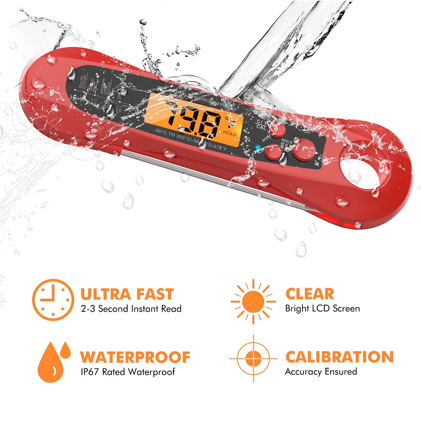 goscien Instant Read Meat Thermometer for cooking, Waterproof Digital Food  Thermometer Dual Probe Design with Magnet, Backlight, calibra