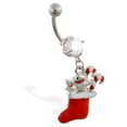 thumbnail image 1 of Christmas Belly Ring With Dangling Stocking, 1 of 2