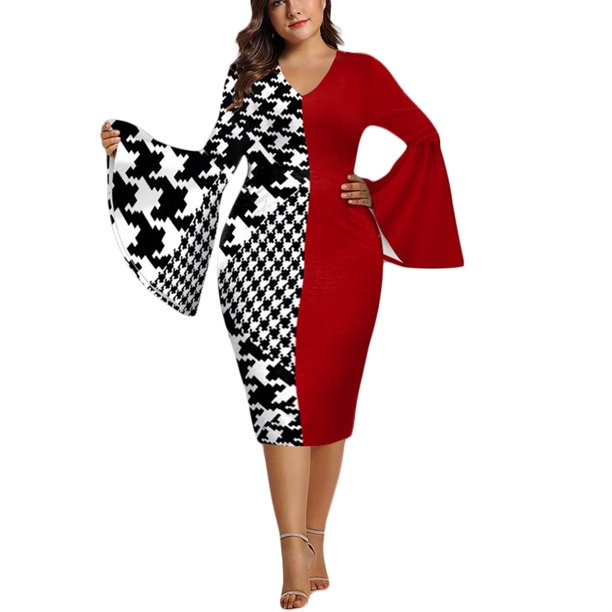 Txlixc Vestido de mujer con mangas en forma de campana Txlixc moda