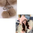 thumbnail image 3 of Gorro de punto de felpa con pompones de cuerdas, lindo gorro cálido de lana para actividades al aire libre de otoño e invierno, 3 of 9