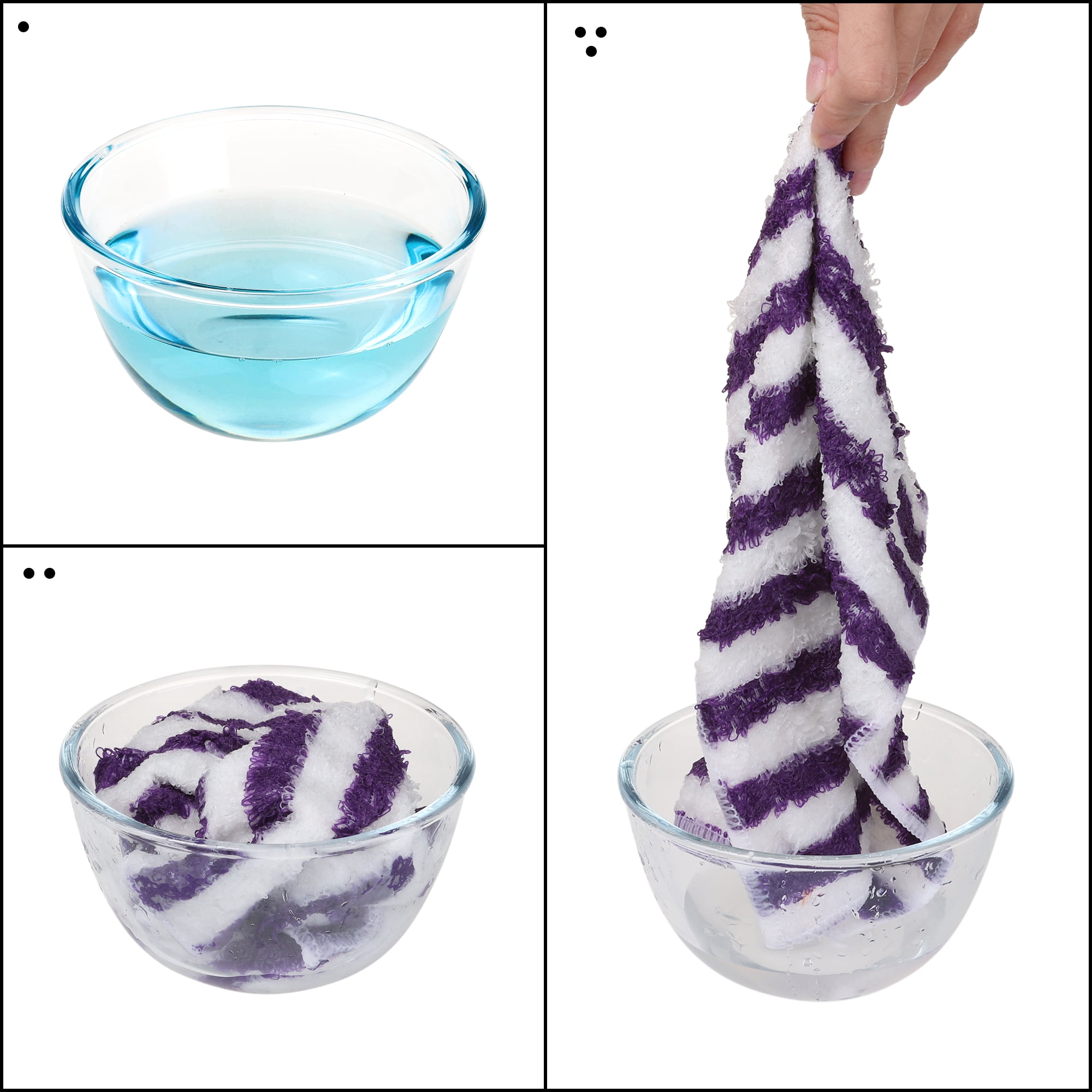 Unique Bargains 6 Pack Kitchen Towels Absorbent Reusable Cleaning Cloth Purple Strips