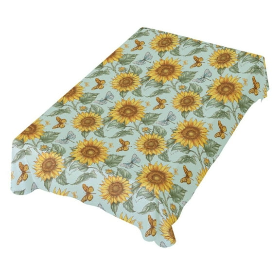 JSTEL Sunflower Butterfly Table Cloth Square 54 x 54 Inch Tablecloth Anti Wrinkle Table Cover for Dining Kitchen Parties