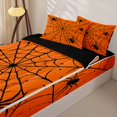 thumbnail image 3 of Homewish Halloween Spider Web Zipper Full Size Comforter Sets with Fitted Sheet and 2 Pillowcases for Kids, Vintage Spooky Theme Zipper Bedding Set, Black Reversible, 4-Piece, 3 of 6