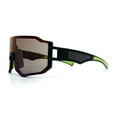 thumbnail image 6 of Oversized Mens Color Mirror Rimless Shield Plastic MTB Sport Sunglasses Black Green - Blue Mirror, 6 of 7