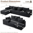 thumbnail image 2 of 4 Seats Boneless Modular Cloud Sectional Sofa with Chaise, Extra-Wide Deep Seats Plush Corduroy Sleeper Soft Couch for Modern Living Rooms, Small Spaces & Apartments (Dark Grey, 138"-L Shape Left), 2 of 7