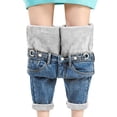 thumbnail image 2 of Gibobby Pantalones mujer invierno Vaqueros rectos de forro polar para mujer, cintura alta, sueltos, ajustables, gruesos, cálidos(A XXL), 2 of 4