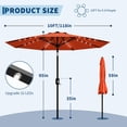 thumbnail image 2 of Garvee 10ft Solar LED Patio Umbrella, 32 Lights, 8 Sturdy Ribs,Crank Lift & Push Button Tilt, Orange, 2 of 7