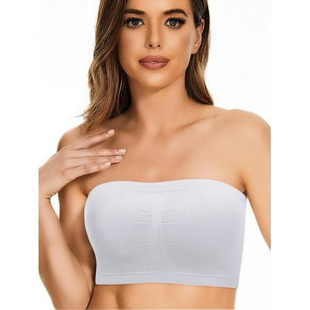 SAYFUT Women s 3PCS Strapless Bra Basic Wire-Free Summer Seamless Bandeau Tube Top Bra