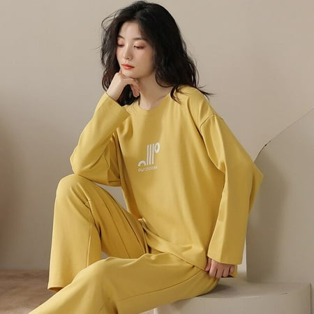 

DanceeMangoo New Long Sleeve Cotton Pajamas Set Young Style Women Sleepwear Autumn Lady Nightwear Casual Home Cloth Soft Comfortable Pyjamas