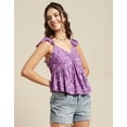 thumbnail image 2 of Moomaya Women Printed Ruffled Short Sleeves Top, Sweetheart Neck, Vacation Top, 2 of 8