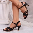 thumbnail image 6 of Black Women'S Versatile Open Toe High Heels Sandals Buckle Closure Cushioned, 6 of 9
