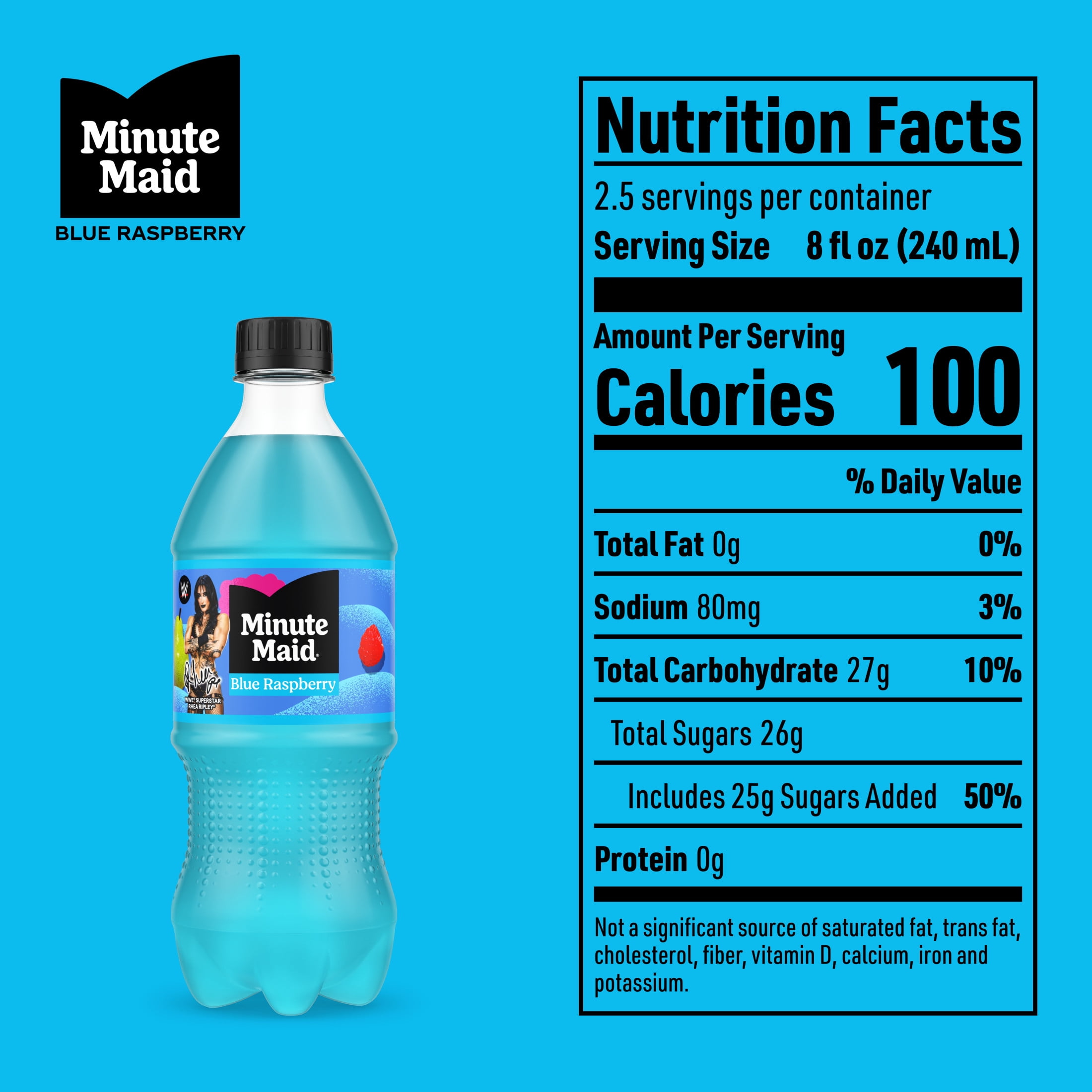 (5 pack) Minute Maid Blue Raspberry Juice Drink Bottle, 20 fl oz