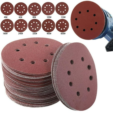 

DabuLiu 5Pcs 5 Inch Loop Sanding Discs 125mm 8 Holes Sandpaper Pads Set 40Grit-3000Grit Sander Disc Abrasive Polishing Tools