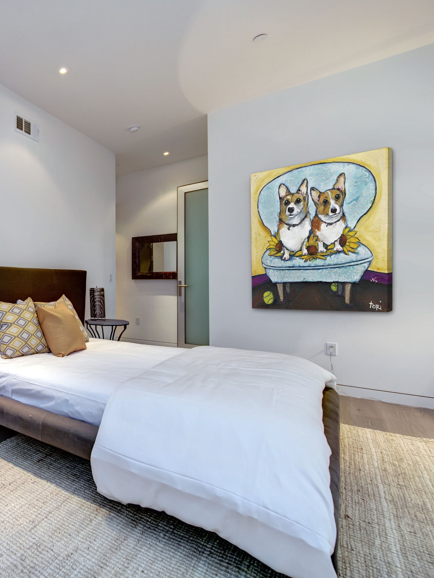 Marmont Hill "Corgi's In Chai" by Tori Campisi Painting Print on Canvas