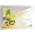 thumbnail image 1 of Mardi Gras Pillow Sham Festival Mask with Ornamental Feathers Colorful Dots Confetti Party, Decorative Standard Queen Size Printed Pillowcase, 30 X 20 Inches, Yellow Green Purple, by Ambesonne, 1 of 2