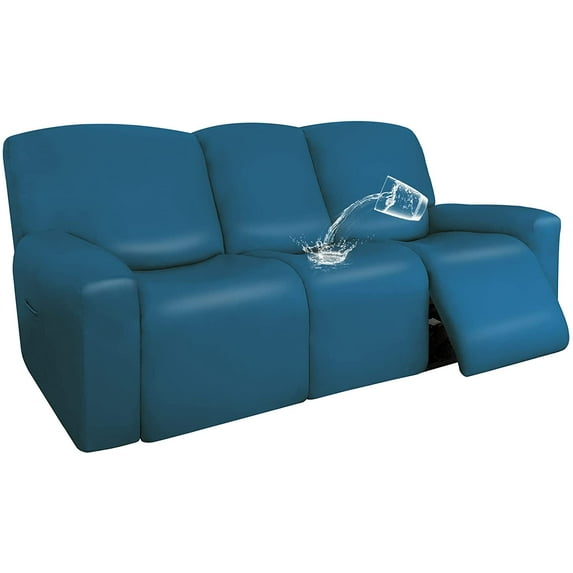 ZXNYH PU Leather Recliner slipcovers, Waterproof Stretch Sofa Covers, 4 Pieces Stretch Furniture Protector, Anti-Slip Elastic Strap Shield Pets Kids Children Cats Dogs (Recliner, Chocolate)