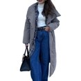 thumbnail image 3 of Women'S Long Quilted Coats Long Sleeve Stand Collar Padded Coats Jacket Outerwear with Pockets Dark Gray S, 3 of 9