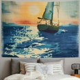 thumbnail image 2 of Orinice Boat Ocean Sun Tapestry Wall Hanging Unique Style Graphic Tapestries for Home Decor Living Room Bedroom Apartment Farmhouse Dorm 60x50inch, 2 of 6