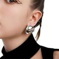 thumbnail image 3 of Pendientes de oro gruesos Pendientes de aro de oro para mujer Pendientes llamativos de oro Pendientes cuadrados gruesos de oro Regalos de joyería para niñas, 3 of 5