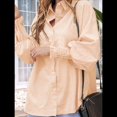 thumbnail image 4 of Blusa Informal Estilo Boyfriend con Mangas Fruncidas y Bolsillos, Rayas Amarillas, Talla XXL, 4 of 7