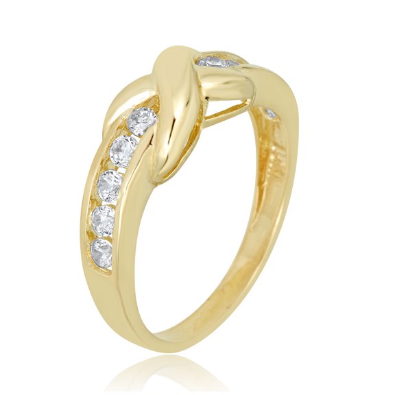 AVORA 10K Yellow Gold Simulated Diamond CZ Infinity Tie Fashion Ring  - Size 8