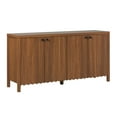 thumbnail image 3 of Walker Edison Modern Wood Scalloped Sideboard TV Stand, Medium Brown Oak, 3 of 15