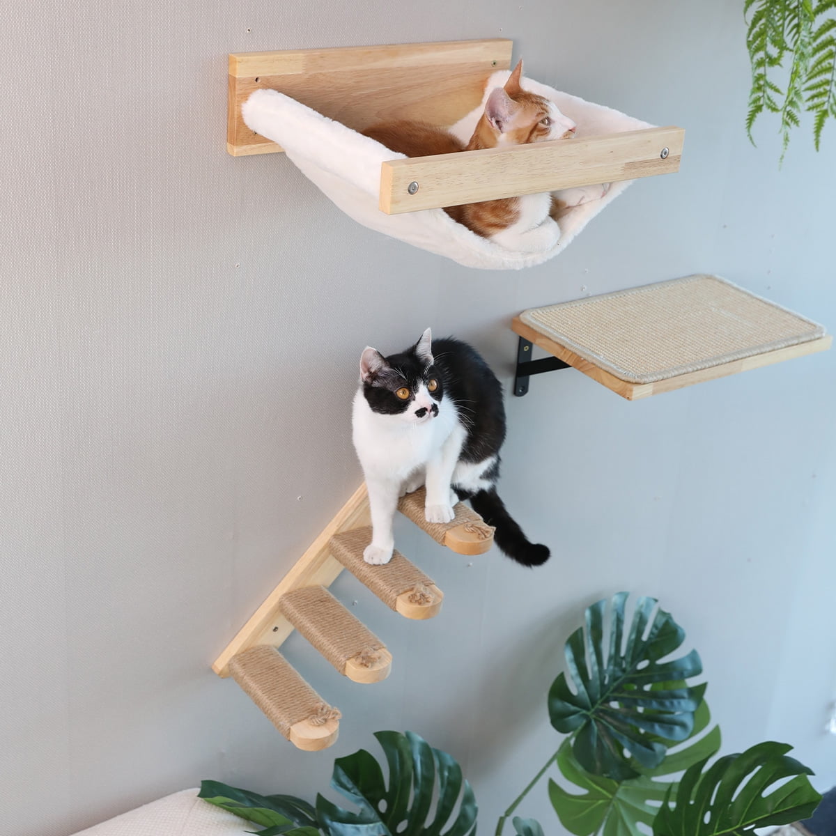 FUKUMARU Cat Hammock, Cat Wall Shelf, Climbing, White