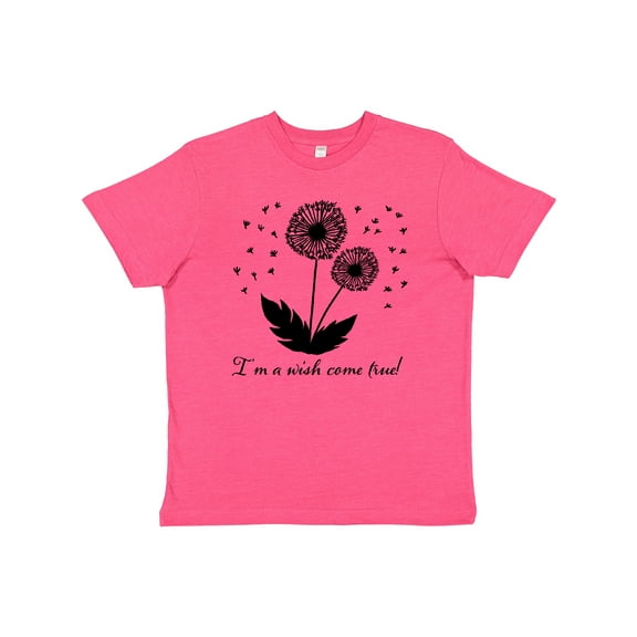 Inktastic I'm a Wish Come True Dandelion in Black Youth T-Shirt