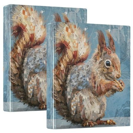 Wobogo Cute Squirrel File Folders Extra Large Capacity to Hold 200 Sheets of Documents Hard Shell Ring Binder for School Home Office