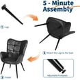 thumbnail image 6 of Mid Century Modern Faux Leather Accent Chair for Dining Room, Living Room, or Kitchen – High Back Support, Sturdy Metal Legs, Upholstered Comfort - Black Suede, 6 of 7