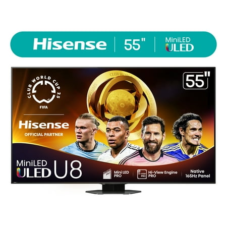 Hisense 55-Inch Class U8 Series Mini-LED Pro+ ULED 4K UHD Google Smart TV (55U8N, 2024)