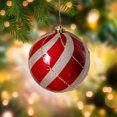 thumbnail image 2 of 5.9in Painted Christmas Ball Ornament – Large Red & Green Plastic Tree Decoration for Holiday Display, Store Window, Mall Décor, and Home Festive Scene, 2 of 5