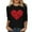 A-Black466, variant on XIAOCHA Women's Glitter Heart T Shirt Three Quarter Sleeve Graphic Tee Casual Daily Wear Top