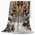 thumbnail image 2 of Victorian Greenhouse Christmas Scene Snowy Conservatory Red Bows, Festive Holiday Scene, Warm Flannel Blanket for Living Room and Family Room, Art Lovers Christmas Gift, Festive Home Decor, 2 of 9