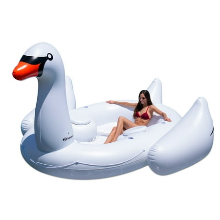Swimline 19700 Super Swan Oasis Island 6-Person Inflatable Vinyl Pool Lake (Best Inflatable Pool For Adults)