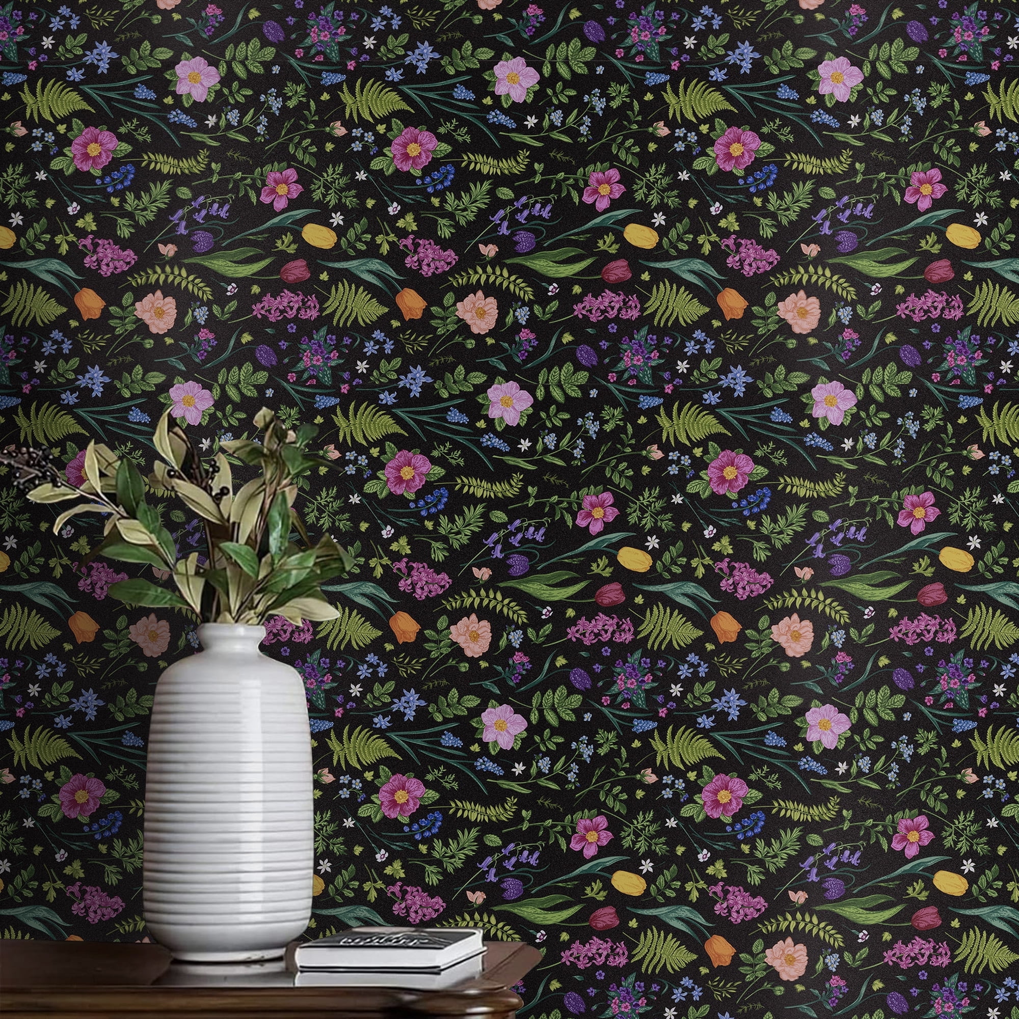 Abyssaly Floral Peel and Stick Wallpaper 17.7" x 118" Self-adhesive Removable Wall Paper Flower Vinyl Contact Paper for Home Decor