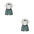 thumbnail image 4 of Qarigey Camisa de manga corta de verano para niños, conjunto de pantalones, fiesta, banquete, boda, pajarita para niños, ropa, pantalones Type8 NO8, 4 of 6