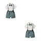 thumbnail image 2 of Minnieouse Verano para niños, camisa de manga corta con botones, conjunto de pantalones, ropa de pajarita para boda, pantalones cortos con Type3 NO3, 2 of 6