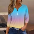 thumbnail image 2 of JULMCOMO 3/4 Length Sleeve Blouses for Women Summer Crew Neck Print Tshirts Three Quarter Sleeve Tunic Trendy Tee Shirts Button Down Loose Tops, 2 of 5