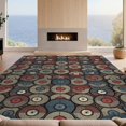 thumbnail image 2 of Design&I 6'x9' Washable Area Rug Vintage Retro Turntable Motif Faded Symmetrical Aesthetic Layout for Living Room, Family Indoor, Oversized Skid-Resistant, 2 of 7