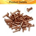 thumbnail image 3 of HUGFEGWE Flat Head Solid Copper Rivets Nuts Copper Flat Head Semi-Tubular Rivets for Household Automobile Industry Brass Tone 4x20mm 50PCS CJB91-25877, 3 of 7