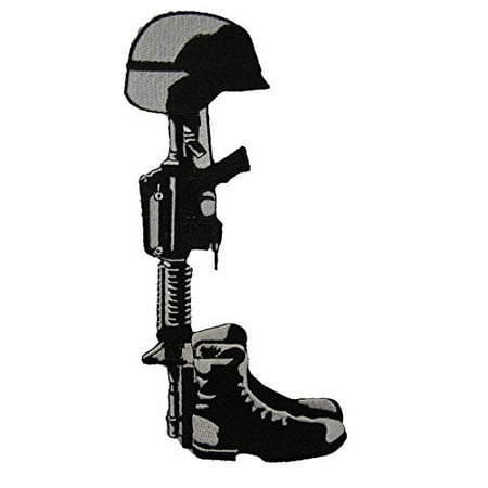 Cut Out Cross - COMBAT CROSS MEMORIAL Cut Out PATCH Color blk/grey - Veteran Owned Business