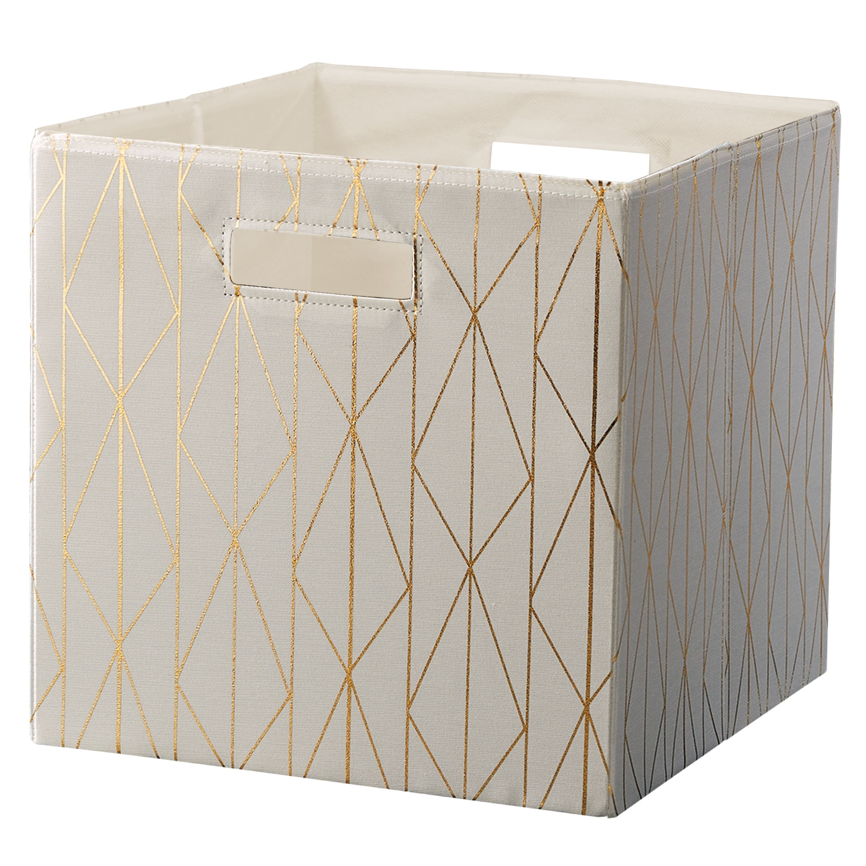 Better Homes & Gardens Fabric Cube Storage Bins (12.75" x 12.75"), Gold & Ivory, 2 Pack