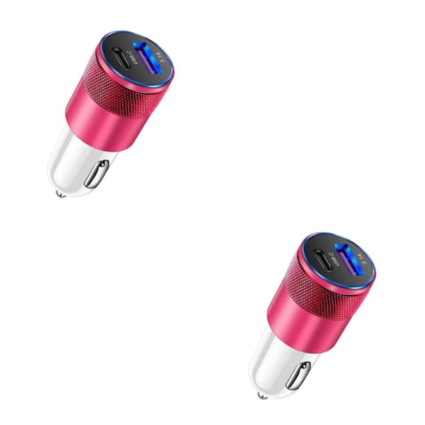 Sidaley Adaptador de carga para automóvil USB PD Reemplazo 3.1A Carga rápida Teléfono antiflamante Tableta Toma de corriente Accesorios Rosa blanca 2piezas