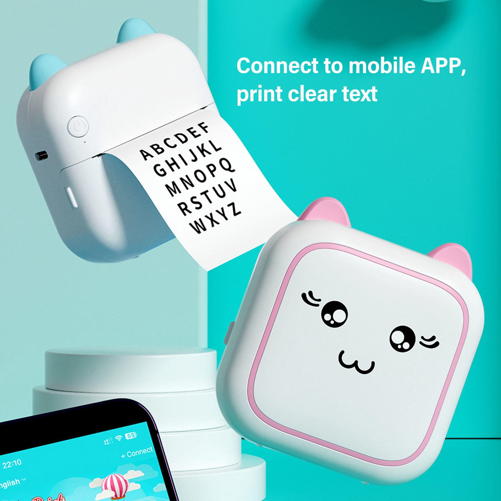 Yajisi Bluetooth Mini Pocket Printer Portable Thermal Inkless Printer with Printing Paper for Notes Journal Memo Photo and Home Office Blue 7.1 x 5.1 x 2.4 in