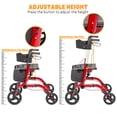 thumbnail image 4 of Yiwa 4-Wheel Rollator Walker With Seat, Aluminium Frame Rollator Walkers for Seniors, Red, 4 of 7