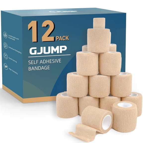 12 Pack Adhesive Bandages, Athletic Tape 2 inches x 5 Yards, Sports Tape, Breathable, Waterproof