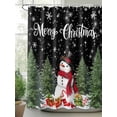 thumbnail image 2 of Snowman Merry Christmas Shower Curtain Set ，Waterproof Fabric Shower Curtains Black Winter Socks Xmas Tree Shower Curtains for Bathroom,Bathroom Decor 72"x78", 2 of 6