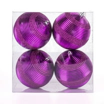 National Tree Company Christmas Ornaments, Purple, Swirling Glitter, Shatterproof, Set of 4